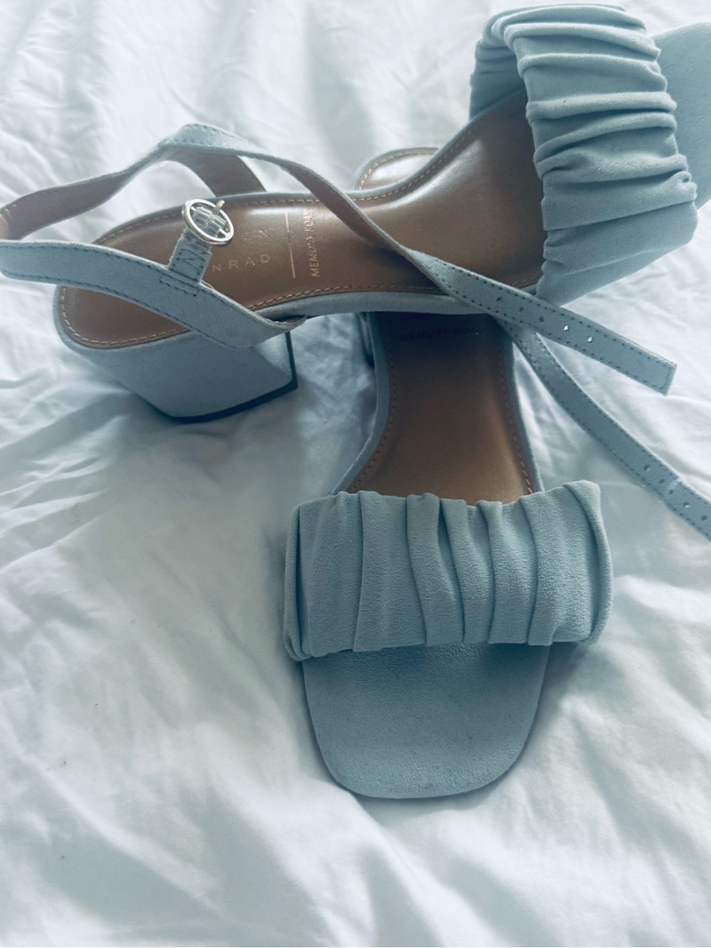 Kohl's Light Blue Ruched Strap Block Heel Sandals